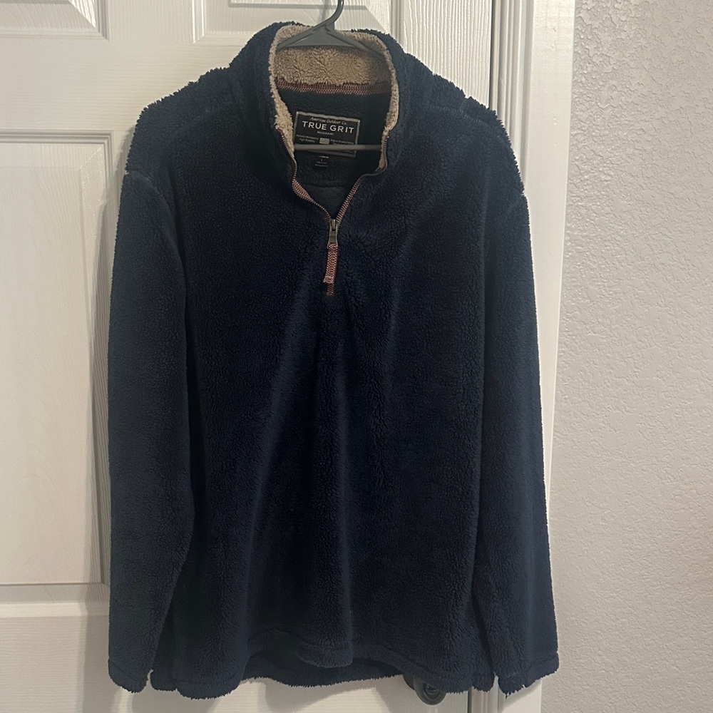 True Grit Men's Dark Blue Zip-Up Sweater